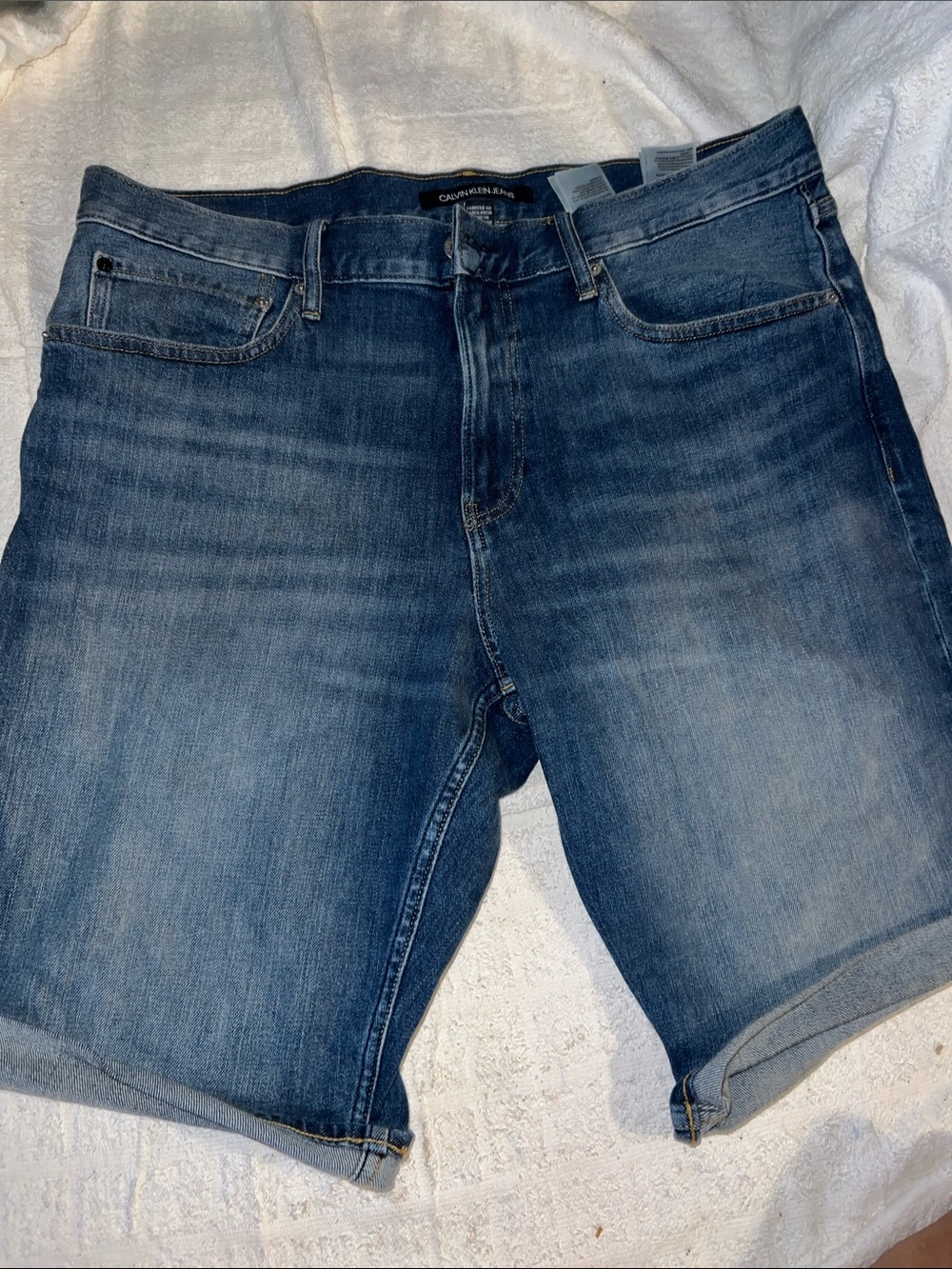 Calvin Klein Men's Medium Blue Washed Denim Shorts